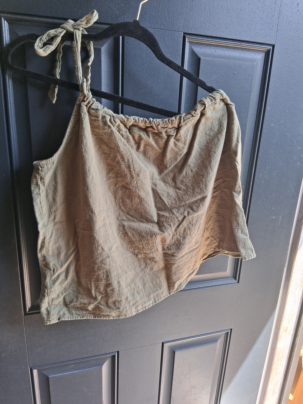 Women's Olive Tie-Shoulder Linen Blend Tank Top